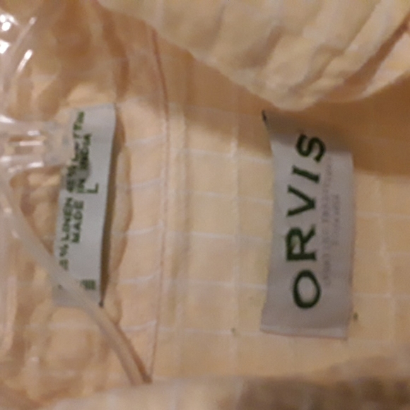 ORVIS Yellow Linen & Cotton Men's Casual Short-Sleeve Shirt Large - Picture 10 of 10